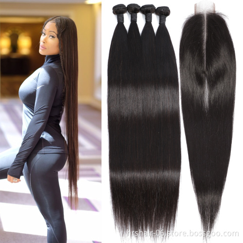 Long middle free three part closure with hair weaving Peruvian hair bundles with 2x6 4x4 13x4 360frontal